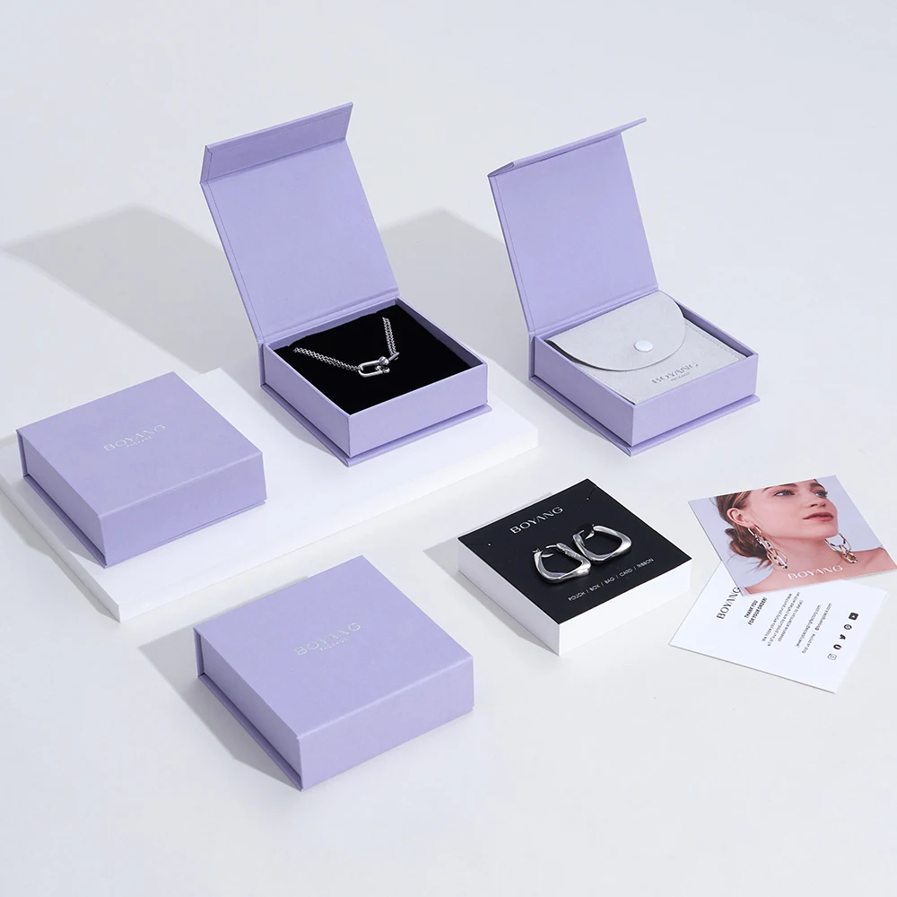 Boyang Custom Made Book Style Magnetic Closure Jewelry Set Box Packaging