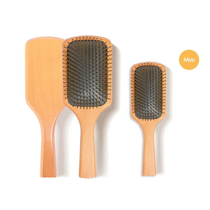 Natural Wooden Bamboo Brush and Detangle Instead of Brush Massage Scalp Cleaner Tool Eco Friendly Paddle Hairbrush for Women Men