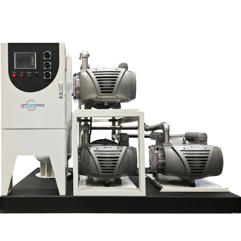 Medical Oil-Free Rotary Vane Vacuum Plant vertical Triplex system for hospital