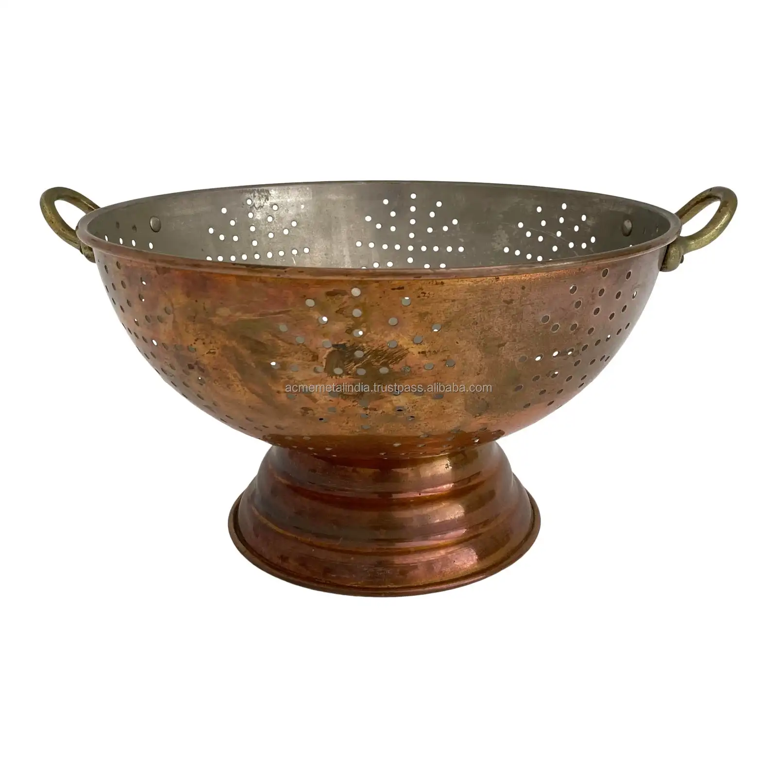 Superior Quality Round Copper Fruit and Vegetable Colander Large Size Latest Design for Washing and Draining at Affordable Price