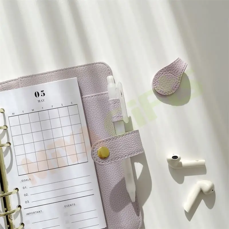 custom logo pebble lichi leather pastel color bookmark magnetic bookclip page marker planner organizer paper oli clip