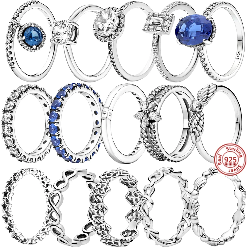 Новый Fashion100 % 925 Серебряные кольца Сияющий ряд циркония Вечность Кольца для женщин обручальные кольца ювелирные изделия кольцо с бриллиантом