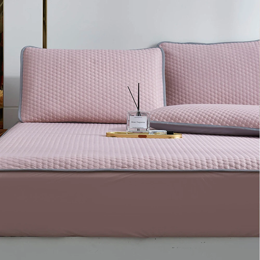 Modern Ultrasonic Mattress Protector Bed Cover Ice Cooling Fitted Bed Sheet Set For Summer