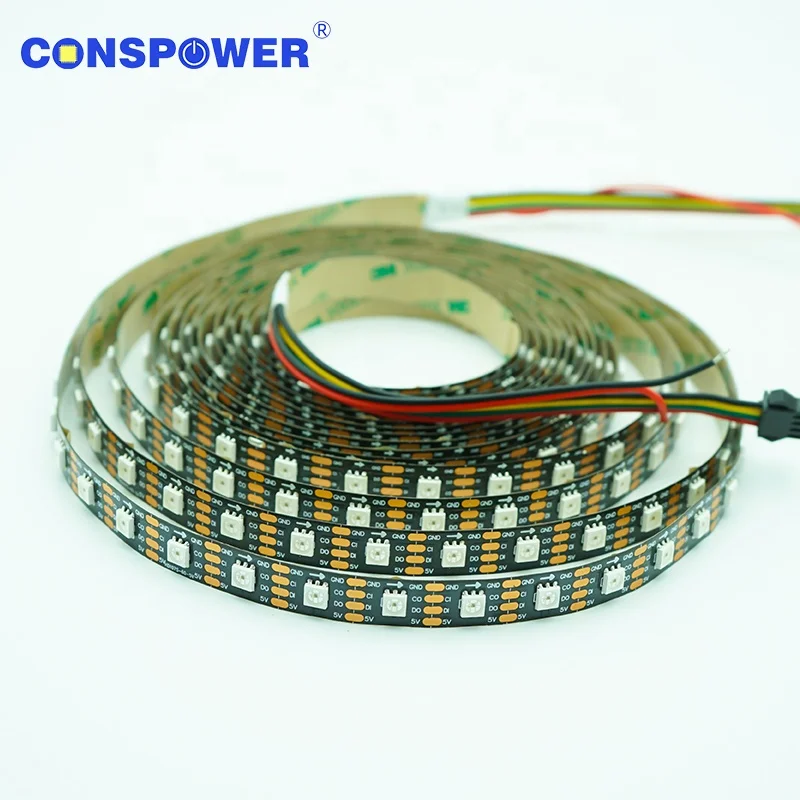 Addressable 5V 12mm Dual Signal Wires Breakpoint Resume Transmission 60LEDS/M RGBIC HD107S 5050RGB LED Strip
