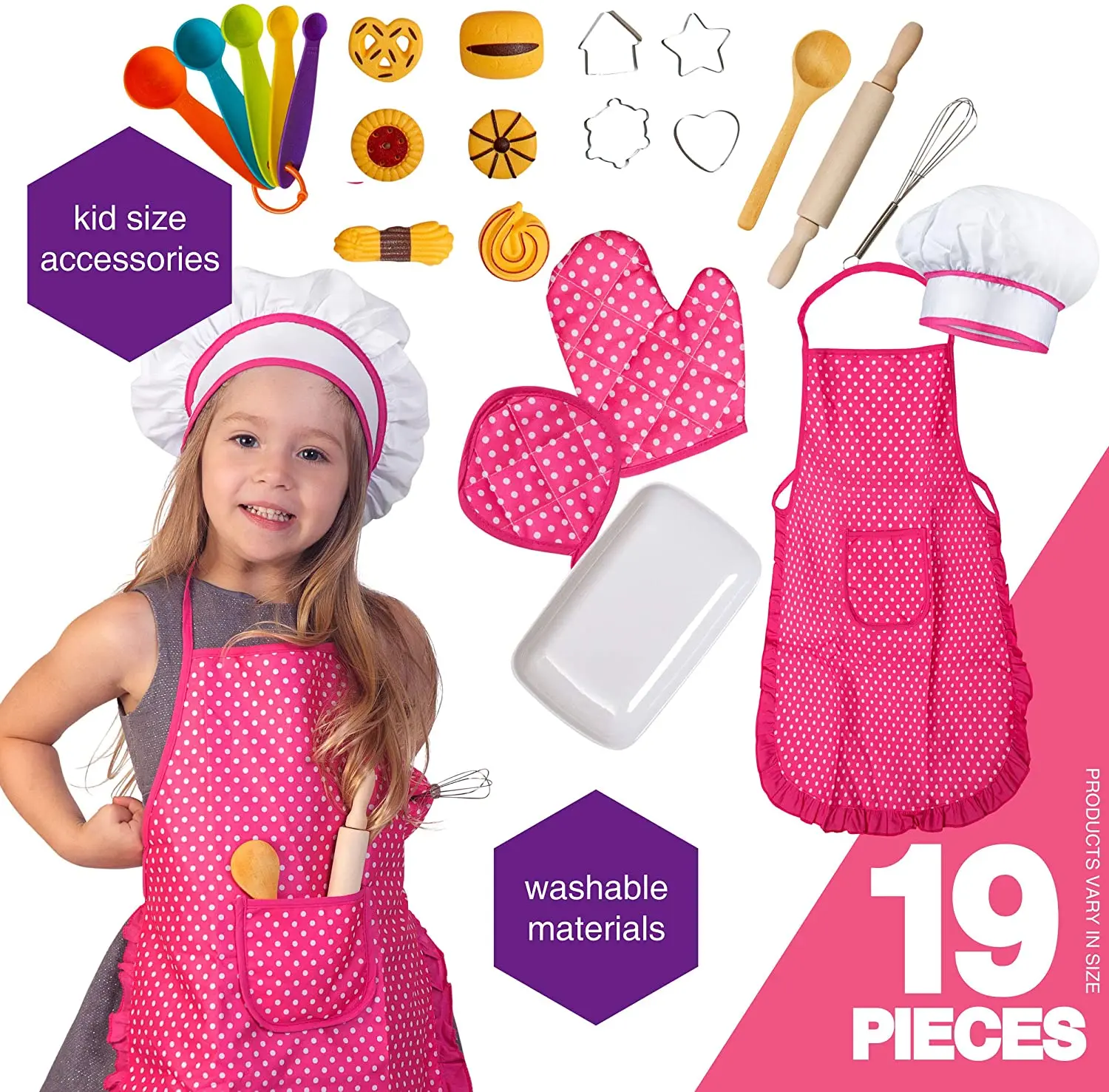 Popular pretend play dress up suit children chef cosplay baking costume set for 3-7 years kids
