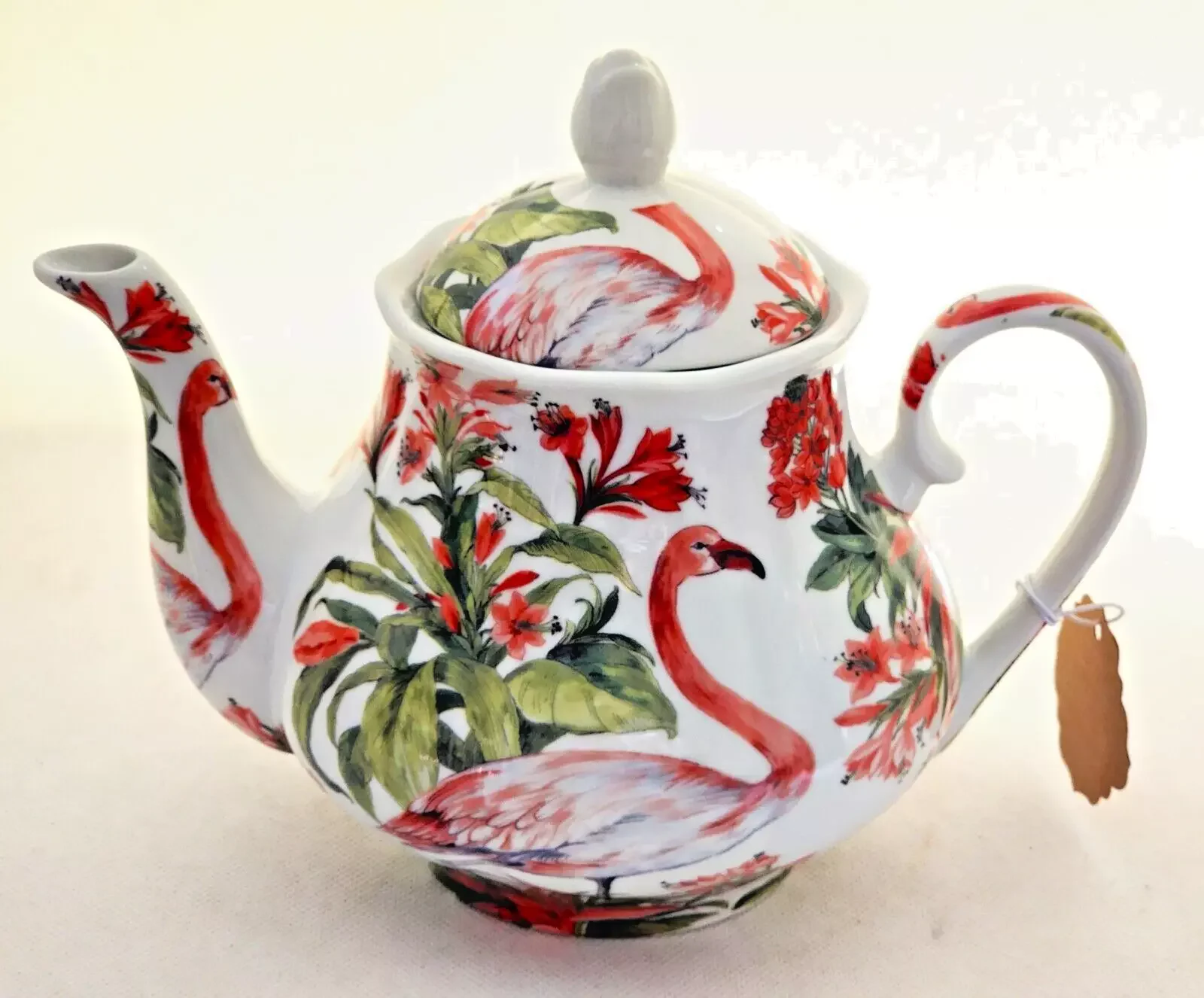 Декоративный керамический чайник и чашка в форме фламинго