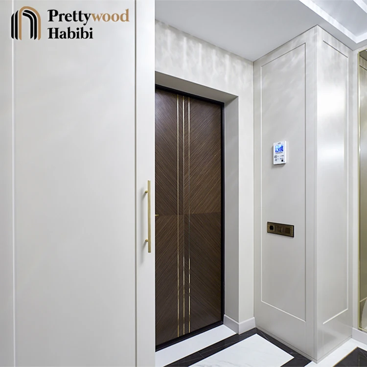 Prettywood Certificated Fire Rate Design Modern Hotel Internal Guest Room Door Interior Wood Door 90 min 1.5 hour Fireproof Door