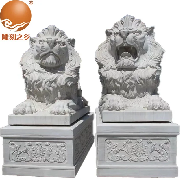 Hand carved marble statue life size lion statue outdoor lion statue for sale