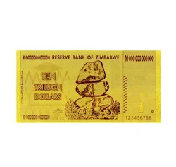Value Collectible ZIMBABWE 10 Trillion Pure 24K Gold Banknote With Engraved Technique For Gifts