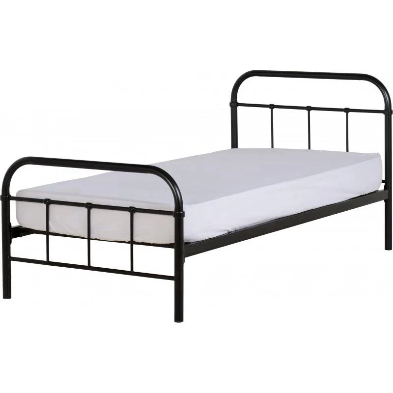 Simple black bed single size metal bed frames wrought iron bed
