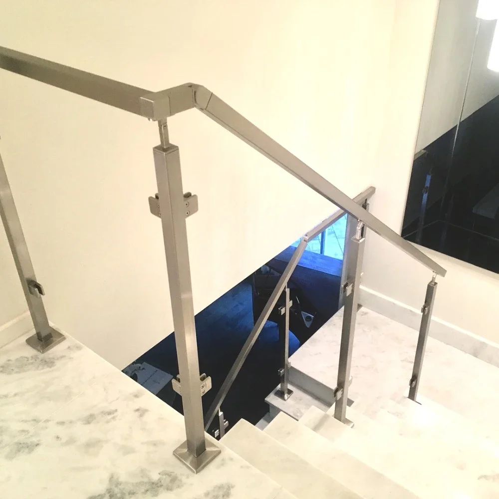 ZD Stainless Steel Bracket with Base Cover Stairs Railings Black Finish Support Handrail Square Deck Mount Post