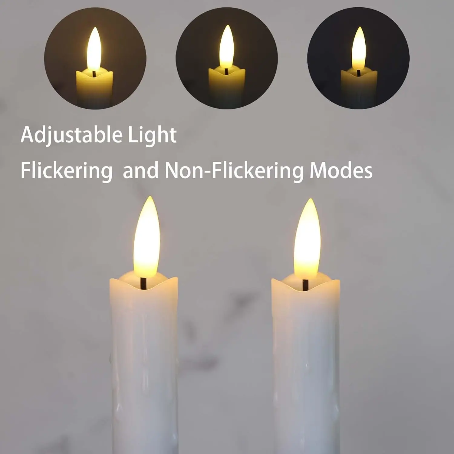 6pcs Set Real Wax LED Flameless Taper Candles with Remote Timer 7.5 Inches Candlesticks Battery Operated