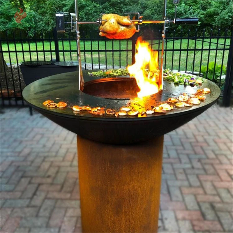 painted corten steel bbq plancha charcoal bbq grill barbecue