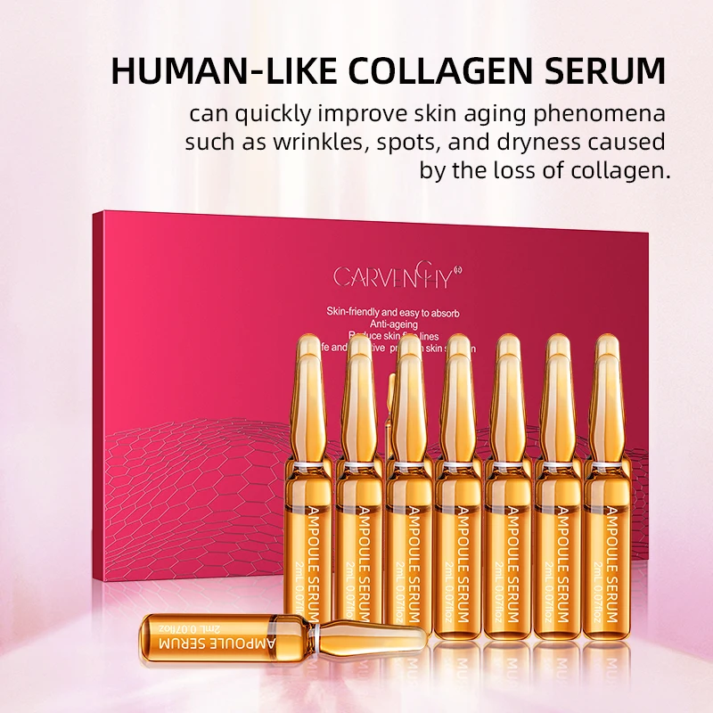 Ampoule Serum OEM Factory Organic Collagen Anti Aging Wrinkles Human Like Collagen Ampoule Serum 28 Bottles