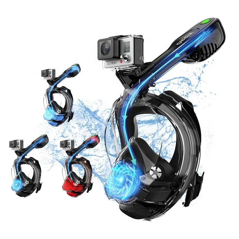 Anti Fog Full Face Diving Mask 180 Degree View Dry Diving Snorkel Mask Swimming Adult Underwater Full Face Snorkel Mask Set