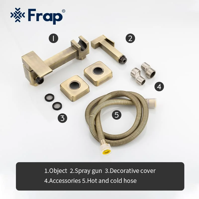 Frap Hot Sales Portable Jet Fresh Water Shower Holder Set Brass Hand Stattaf Toilet Bidet Spray F7504-4