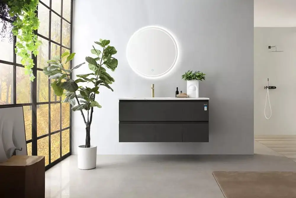 
factory modern style wall mounted bathroom vanity cabinet with hettich metal drawer 