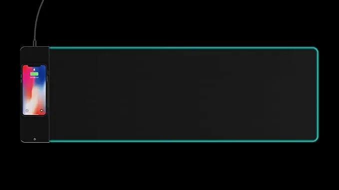 
Oem Custom Logo Black Gamer Big Large Computer Desk Rgb Led Gaming Keyboard And Mouse Pad Mats With Wireless Charger Charging 