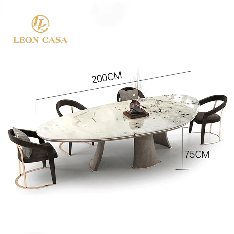 New Luxury Design Durable Oval Marble Set 4 Seater Table Set Dining Room Furniture Oval Dining Table