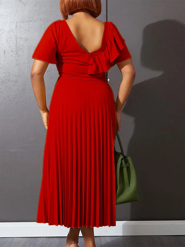 New Arrival Fashion Summer Business Womens Dresses Maxi Plus Size Ladies Office Dress White Ruffle Pleated Career Dresses