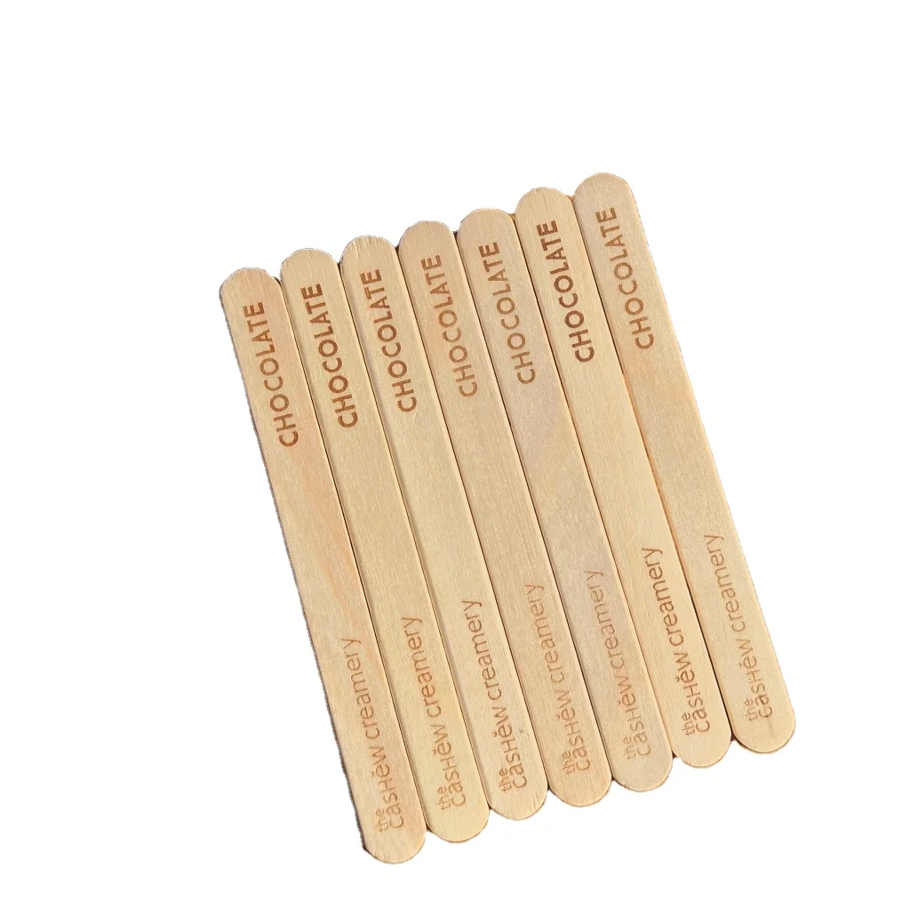 Eco-friendly High Quality Wooden Ice Cream Sticks Wood Craft Sticks With Hot Stamp Logo