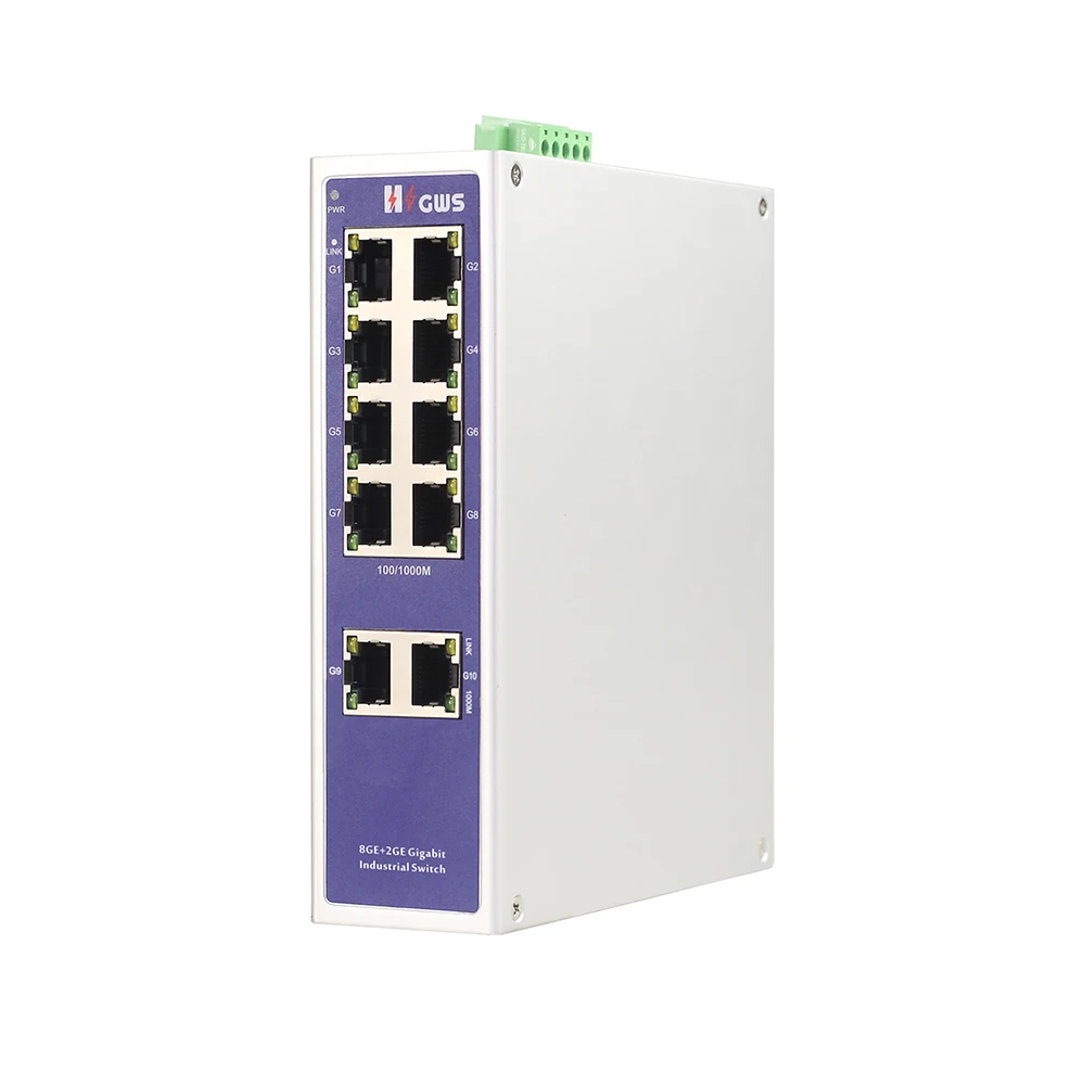 Gigabit 8-портовый Промышленный Коммутатор Ethernet + 2*1000 м RJ45 порт восходящей линии связи Din-rail Ethernet-коммутатор от источника с завода