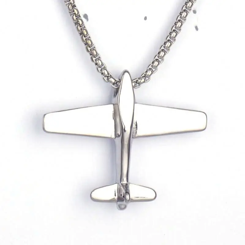 Cool Fashion Silver Color Box Chain Plane Aircraft Nicklace Plated Necklace