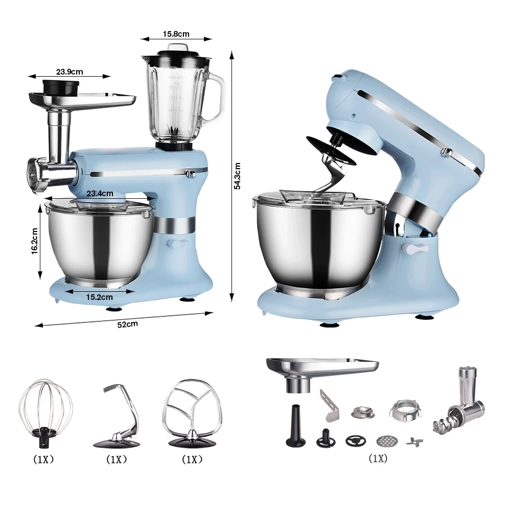 
powerful 3 in 1 stand mixer 1200W with variable speed control and 5L bowl food mixers kitchen appliances electric 