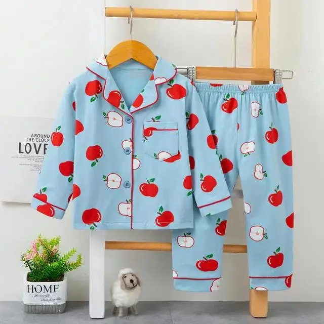 Children home service suits middle and small children cartoon pajamas cotton autumn suits 1-9 years old