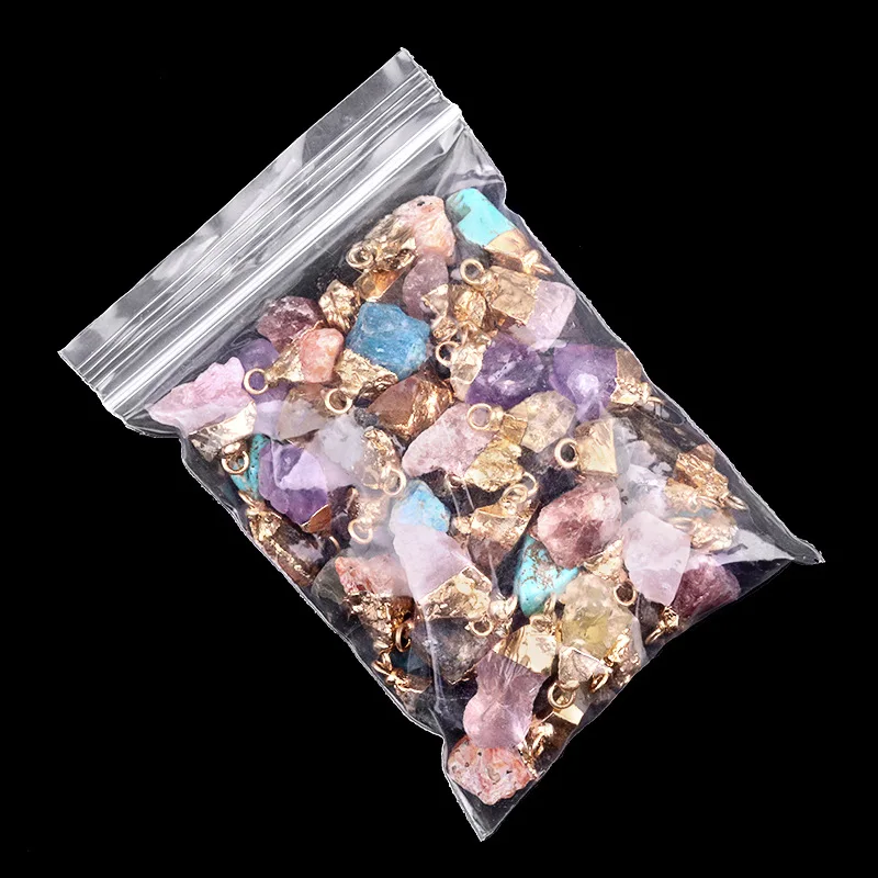 Crystal Pendant natural stone gilded electroplated small pendant semi-finished DIY necklace jewelry material