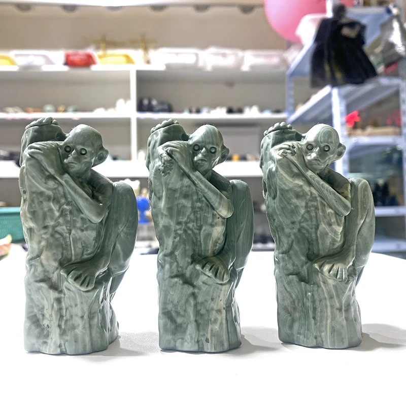 High Quality Natural Crystal carved jade Sculpture Green jade carving for crystal crafts
