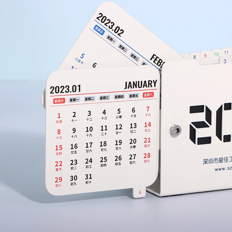 Custom 2023 Calendar Desk Office Decoration Metal Calendar