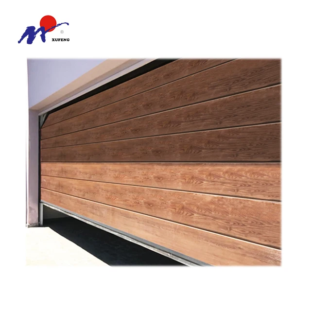 Simple Standard Strong Single Industrial Panel Security Sectional Modern Wooden Garage Door with Window