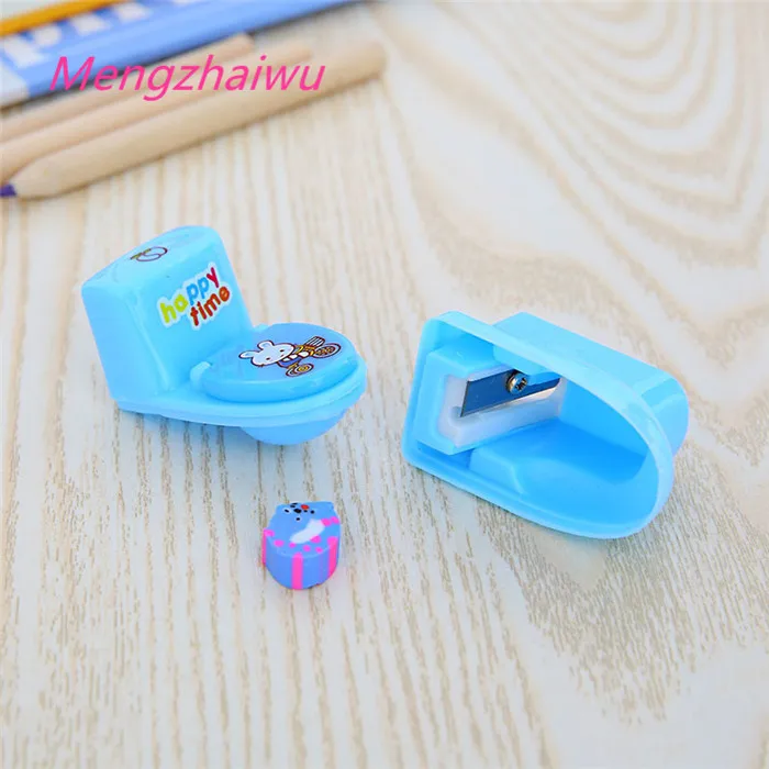 Wholesale kawaii stationery gift funny Toilet shape pre-pencil sharpener with eraser manual