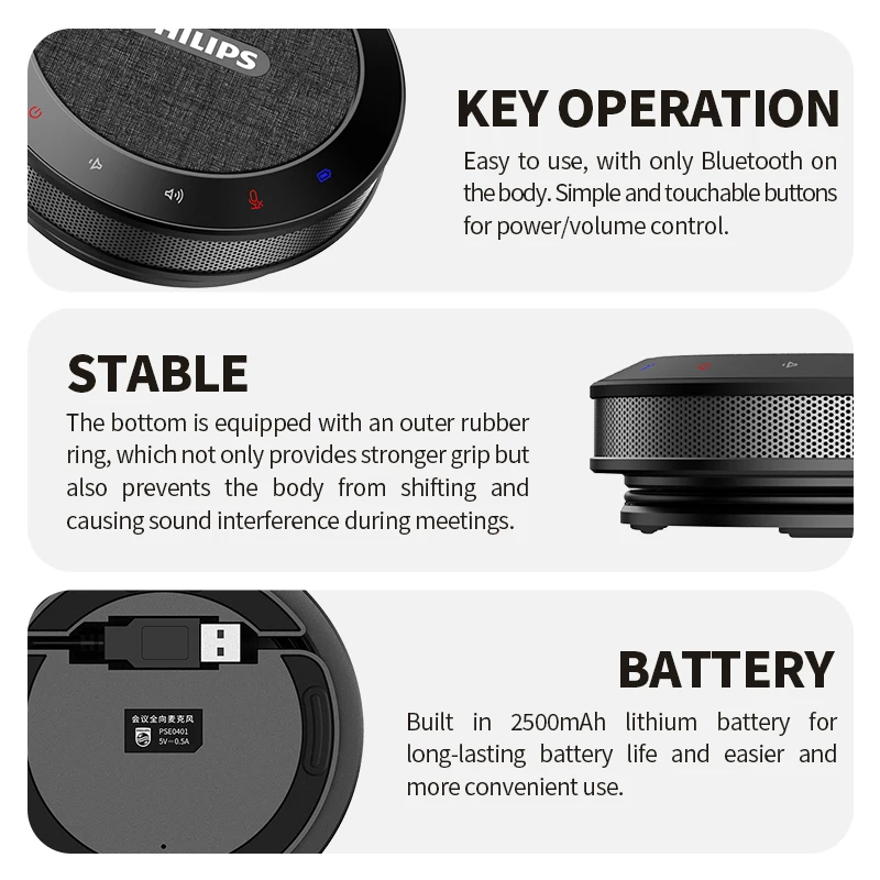 Philips originalmeeter настольный микрофон для конференц-связи беспроводной Bluetooth мультисоединение 5 метров PSE0401