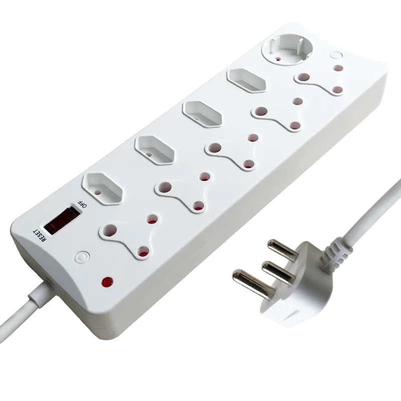 Popular South African type 4 way socket outlets electrical multiple plugs colorful power strip with switch