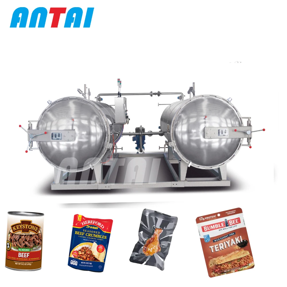 High Quality  Automatic Food Sterilizer High-Pressure Steam Progressing Water Spray Retort Meat Mushroom Pouch Food