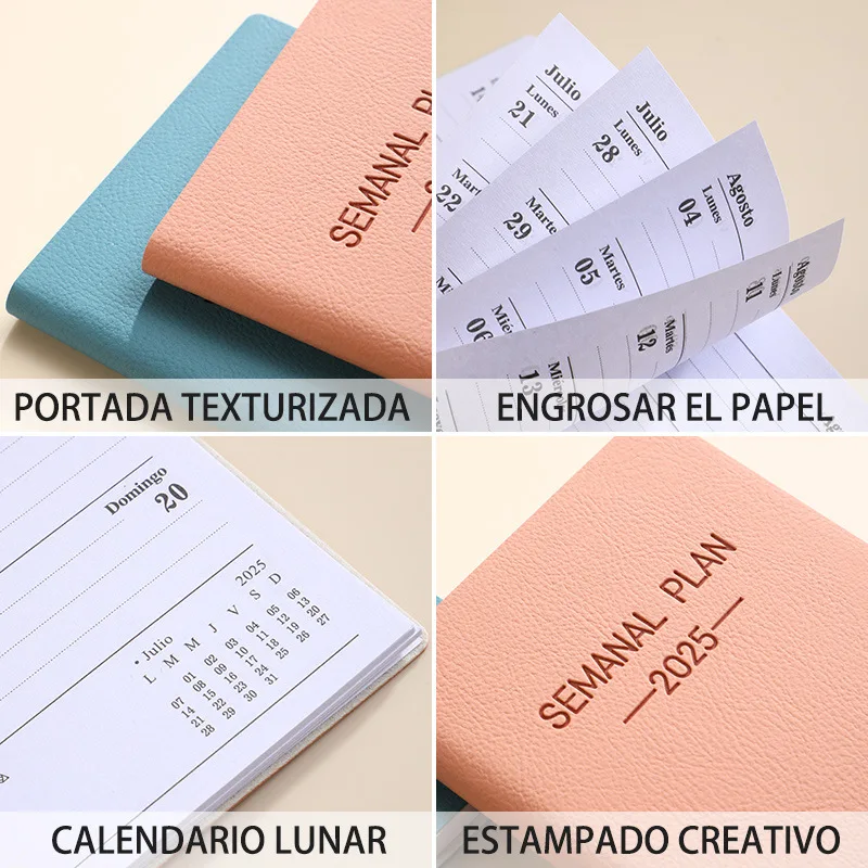 2025 A7 hardcover multifunction PU leather notebook Daily plan Schedule planner Pocket Diary LOGO Customizable