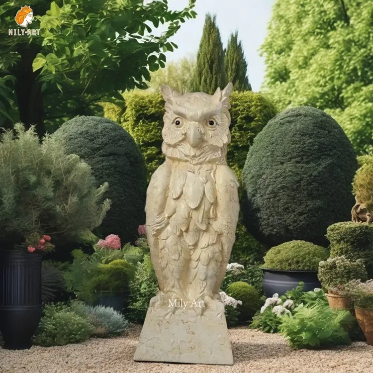 Outdoor Garden Decoration Customized Marble Stone Owl Statues Sculpture for Sale