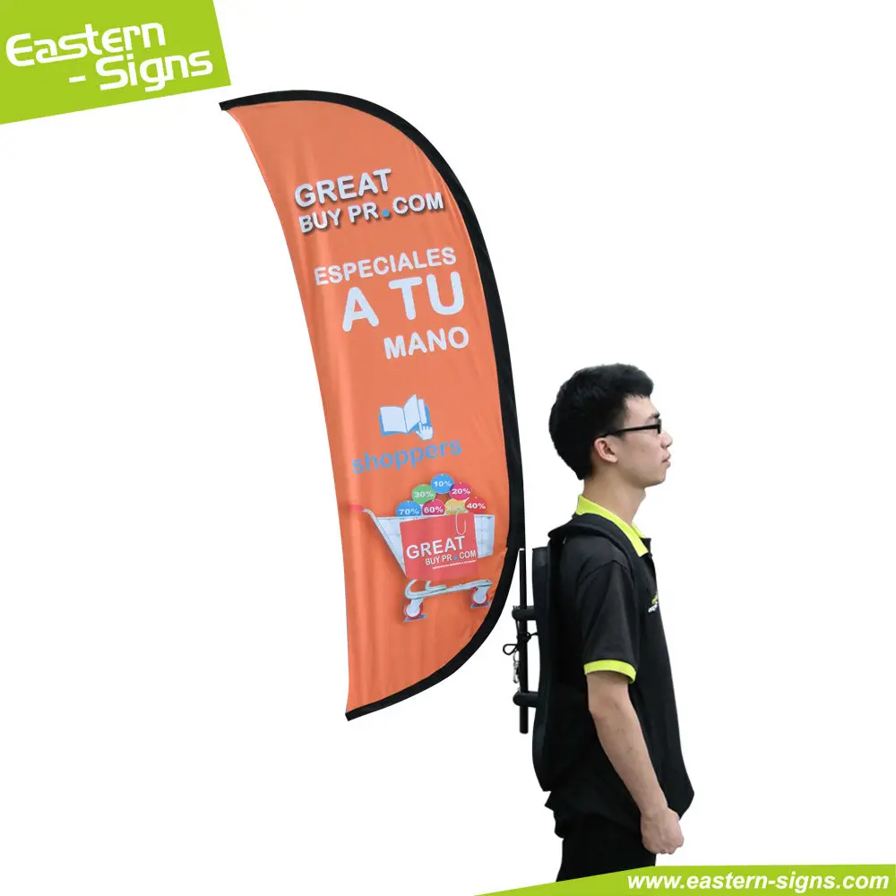 Custom Printing Outdoor Promotional Marketing Street Advertising Running Teardrop Feather Backpack Flag And Banner