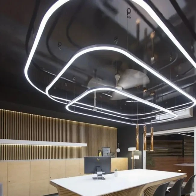 New indoor ceiling suspended lighting curved aluminum Profile LED continous light for retail store