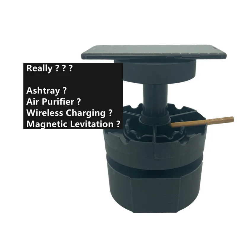 Прямая поставка креативная Магнитная левитационная кукла дисплей Снятие напряжения Беспроводная Супер зарядка Бездымный Очиститель воздуха пепельница