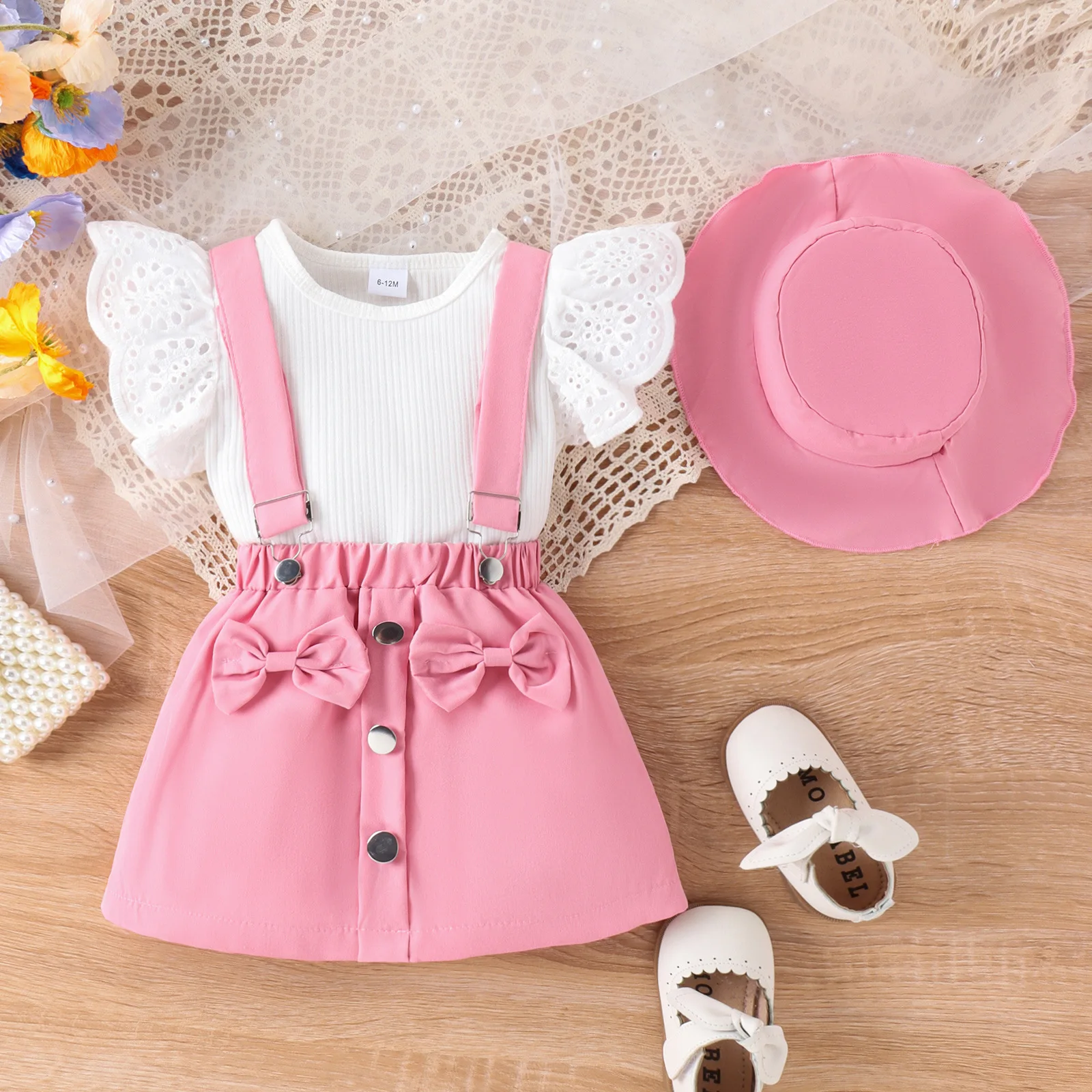 2025 Fashion Children Baby Girl Skirt Suit Short Sleeve Lace T-shirt Two-piece Short Sleeve Dress Casual Clothing