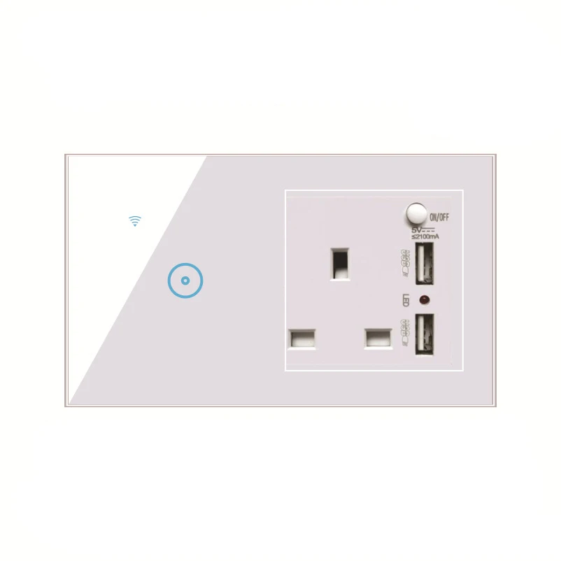 British standard UK Wifi wall switch and smart Wifi  socket outlet, 5 pin multi socket EU Australian export switch socket