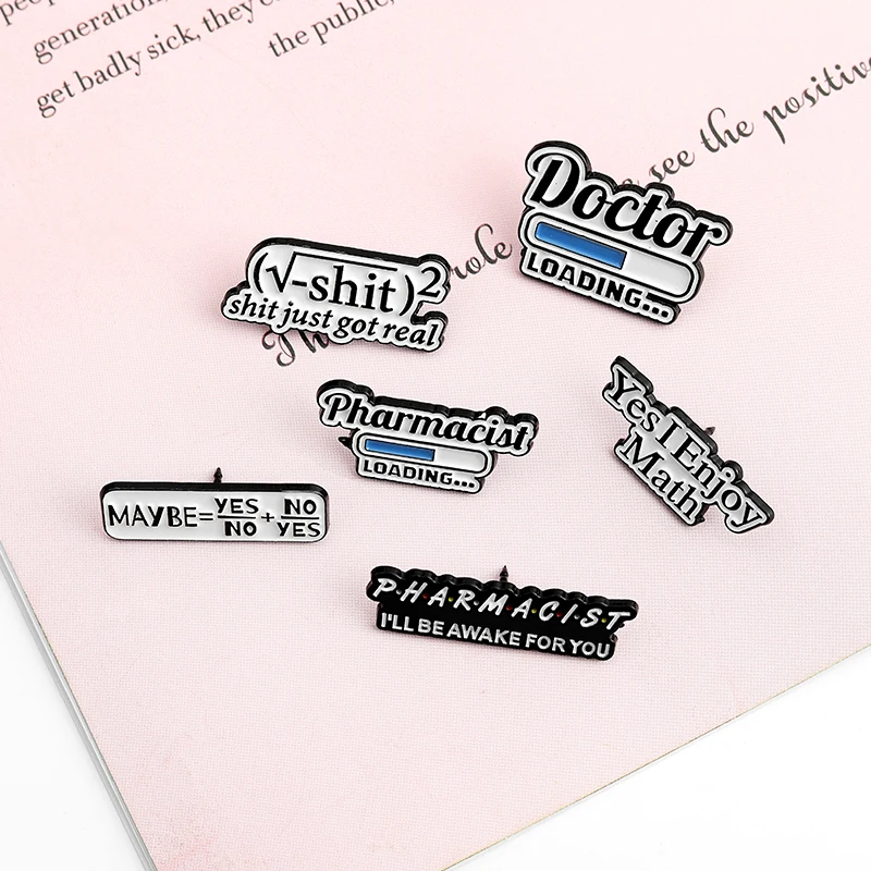 
Math Science Enamel Pin Custom Chemistry Pharmacist Equation Brooches Bag Lapel Pin Badges 