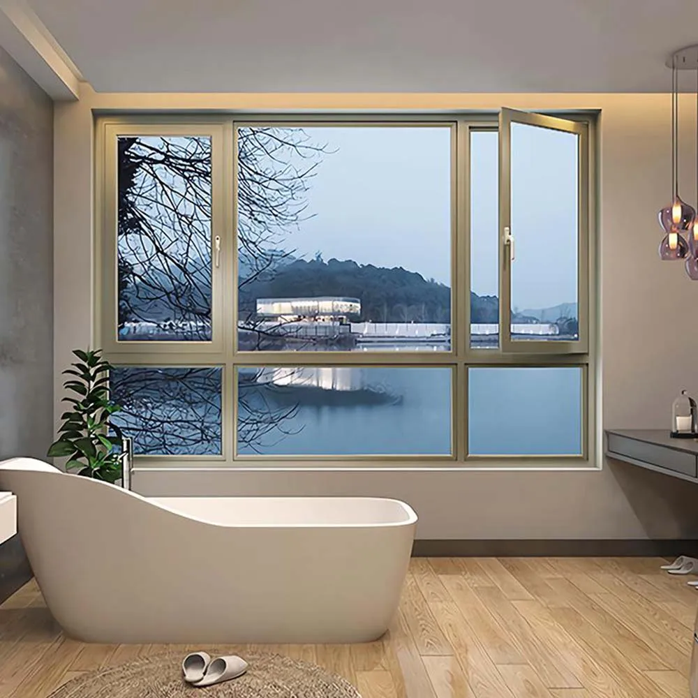 glass windows large fixed panels casement awning aluminum frame double glaze for houses kitchen bedroom bathroom