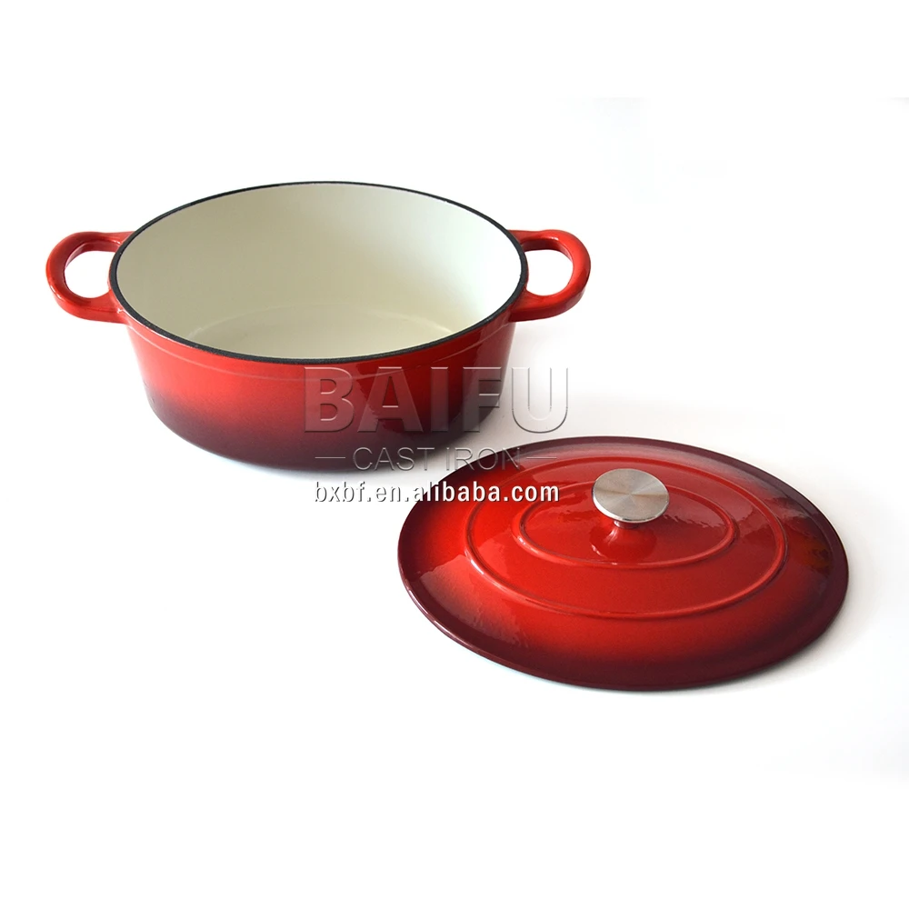 28 cm Enameled Dutch Oven Cast Iron Signature Oval Casserole Dish Pot Pan Oval Covered Casserole Cast Iron Dutch Oven