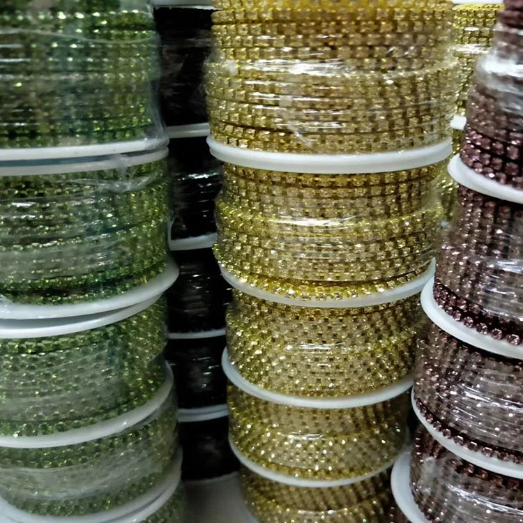 Wholesale Colorful Glass Crystal Rhinestone Cup Chain Sew On Trimming Stone Cup Rhinestone Chains for Shoes Garment Accessories