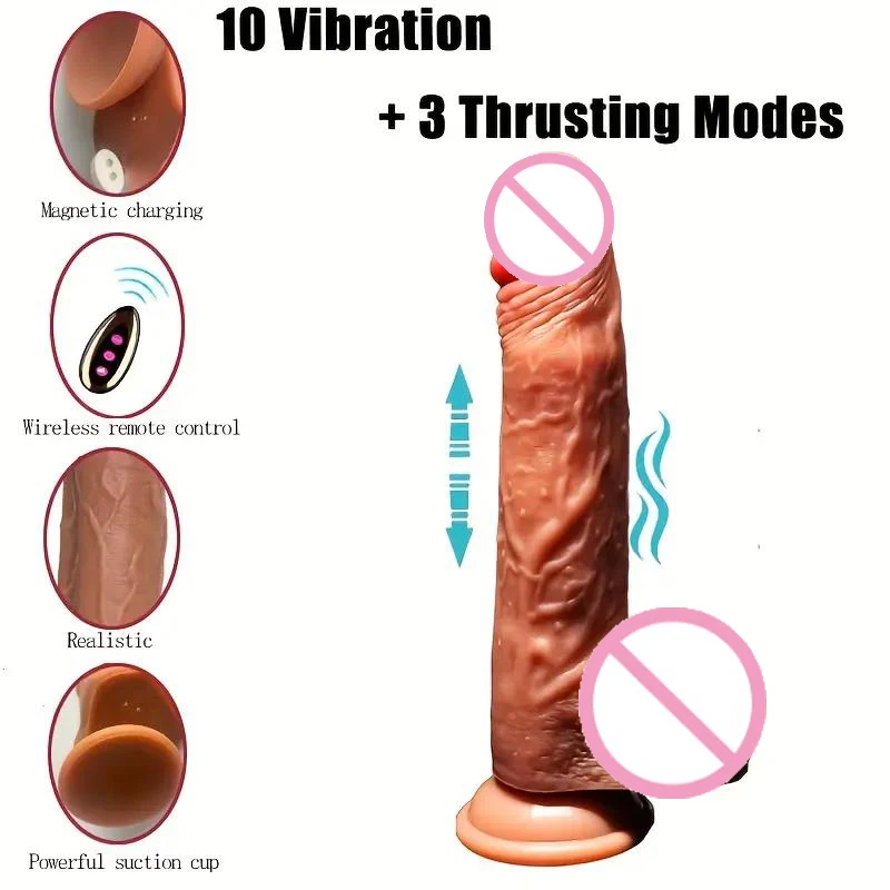 Remote Control Silicone Telescopic Dildo Sex Toys for Couple G-spot Anal Thrusting Realistic Rotation Dildo Vibrator for Women