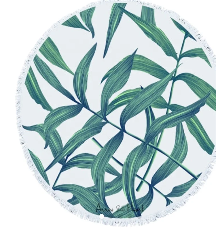 100% cotton velour reactive full color print round beach towel